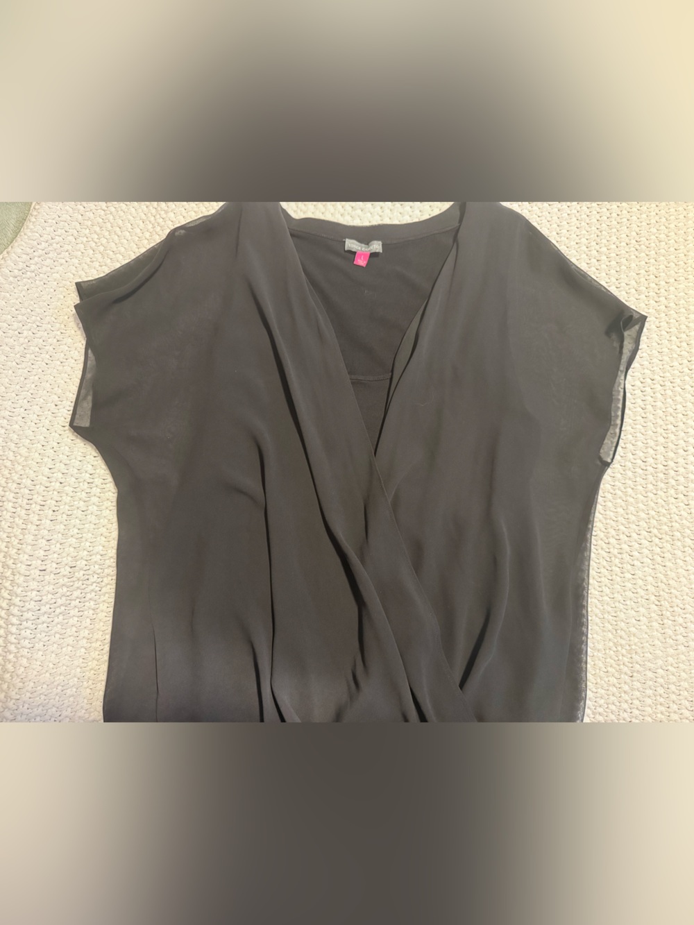 Vince Camuto Black Chiffon Overlay Blouse